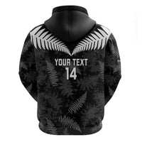 Custom New Zealand Silver Fern Football Hoodie Go Aotearoa Grunge Black LT14 - Polynesian Pride