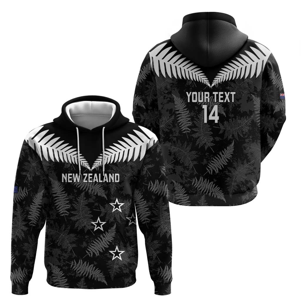 Custom New Zealand Silver Fern Football Hoodie Go Aotearoa Grunge Black LT14 - Polynesian Pride