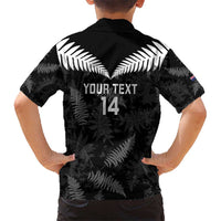 Custom New Zealand Silver Fern Football Kid Hawaiian Shirt Go Aotearoa Grunge Black LT14 - Polynesian Pride