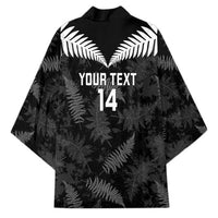 Custom New Zealand Silver Fern Football Kimono Go Aotearoa Grunge Black LT14 - Polynesian Pride