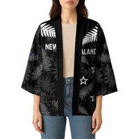 Custom New Zealand Silver Fern Football Kimono Go Aotearoa Grunge Black LT14 - Polynesian Pride