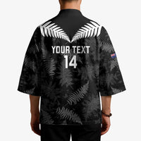 Custom New Zealand Silver Fern Football Kimono Go Aotearoa Grunge Black LT14 - Polynesian Pride