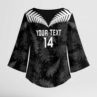 Custom New Zealand Silver Fern Football Kimono Sleeve Blouse Go Aotearoa Grunge Black LT14 - Polynesian Pride