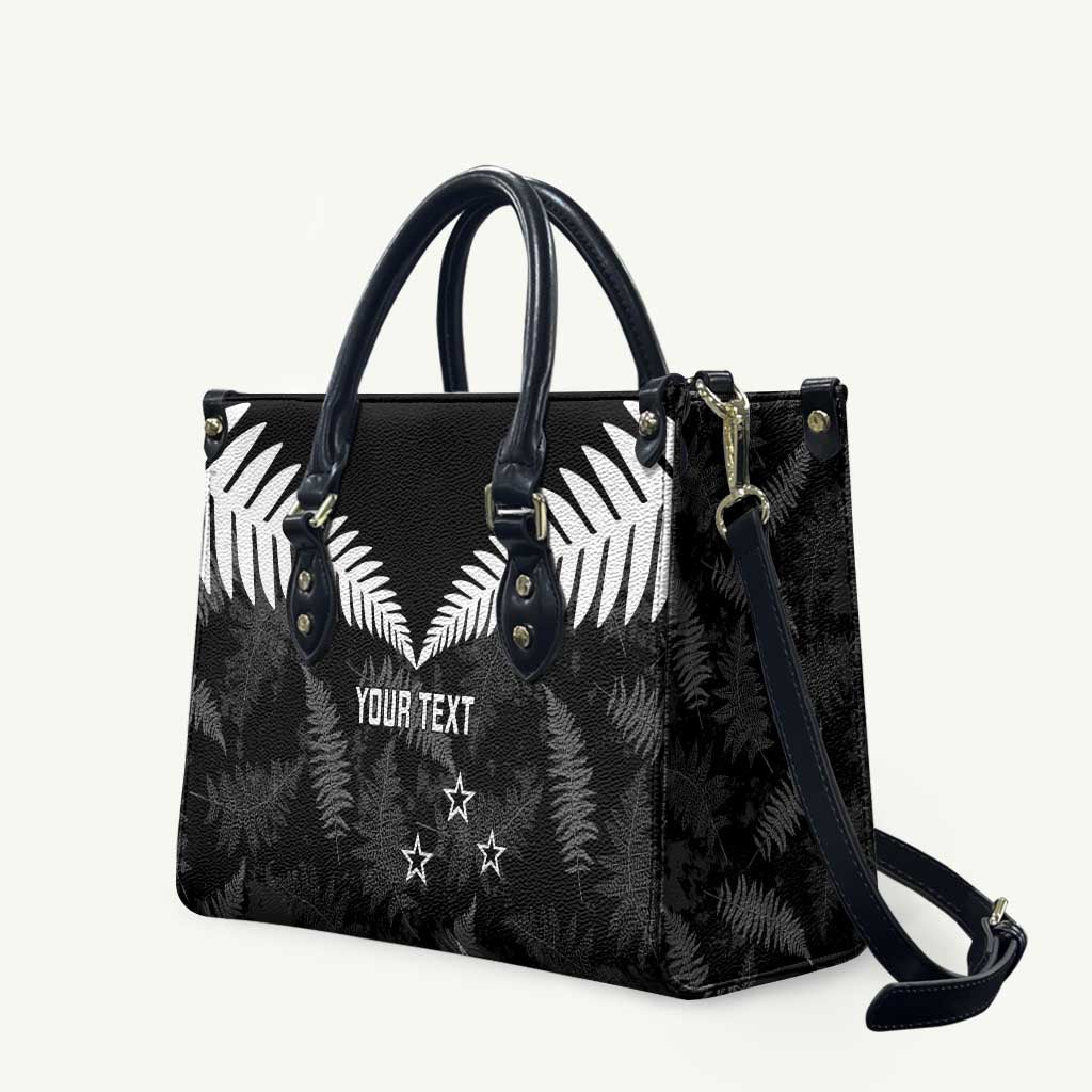 Custom New Zealand Silver Fern Football Leather Bag Go Aotearoa Grunge Black LT14 Black - Polynesian Pride