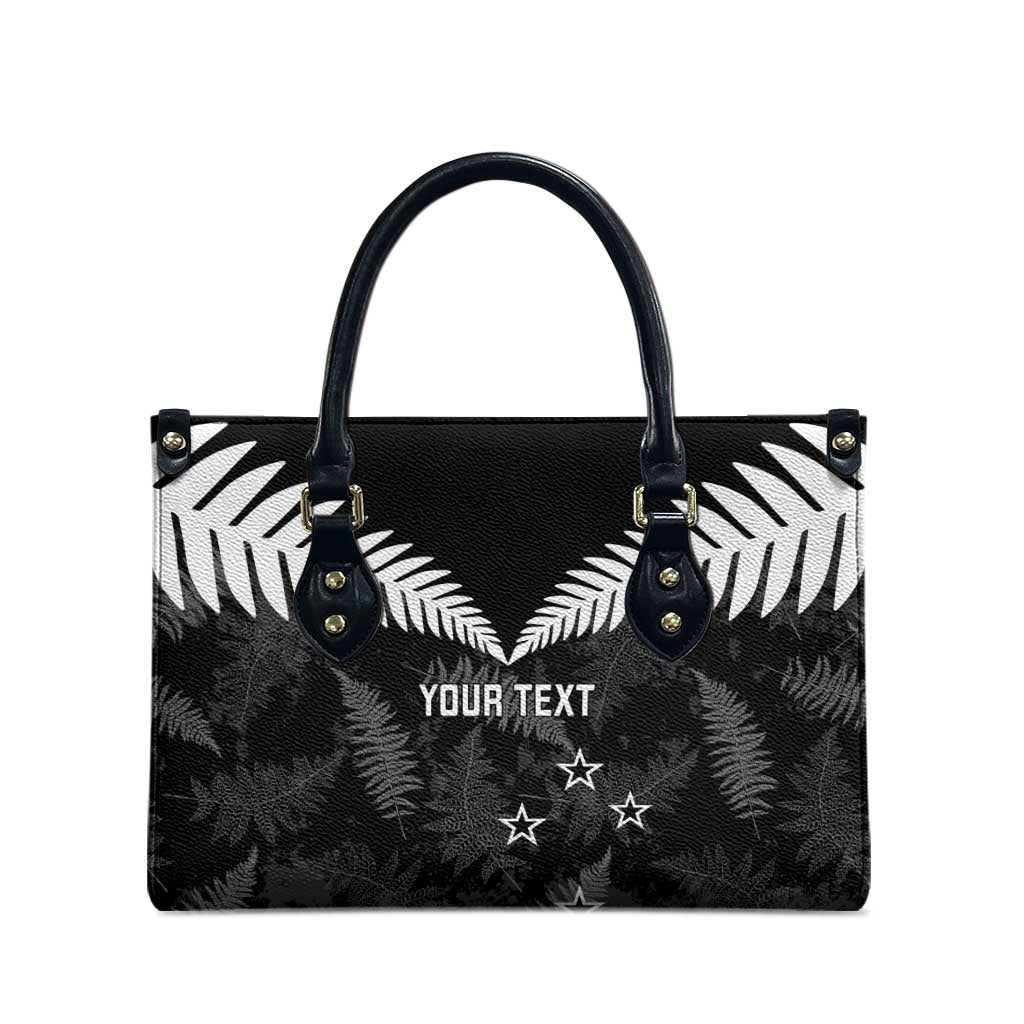 Custom New Zealand Silver Fern Football Leather Bag Go Aotearoa Grunge Black LT14 - Polynesian Pride