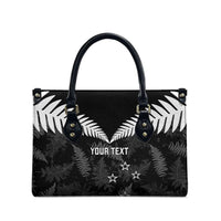 Custom New Zealand Silver Fern Football Leather Bag Go Aotearoa Grunge Black LT14 - Polynesian Pride