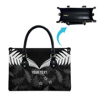 Custom New Zealand Silver Fern Football Leather Bag Go Aotearoa Grunge Black LT14 - Polynesian Pride