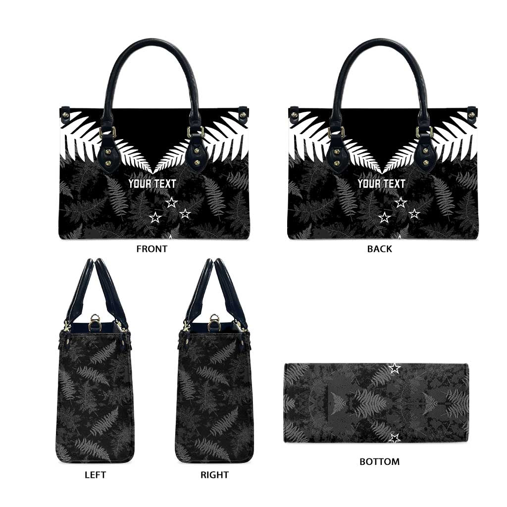 Custom New Zealand Silver Fern Football Leather Bag Go Aotearoa Grunge Black LT14 - Polynesian Pride