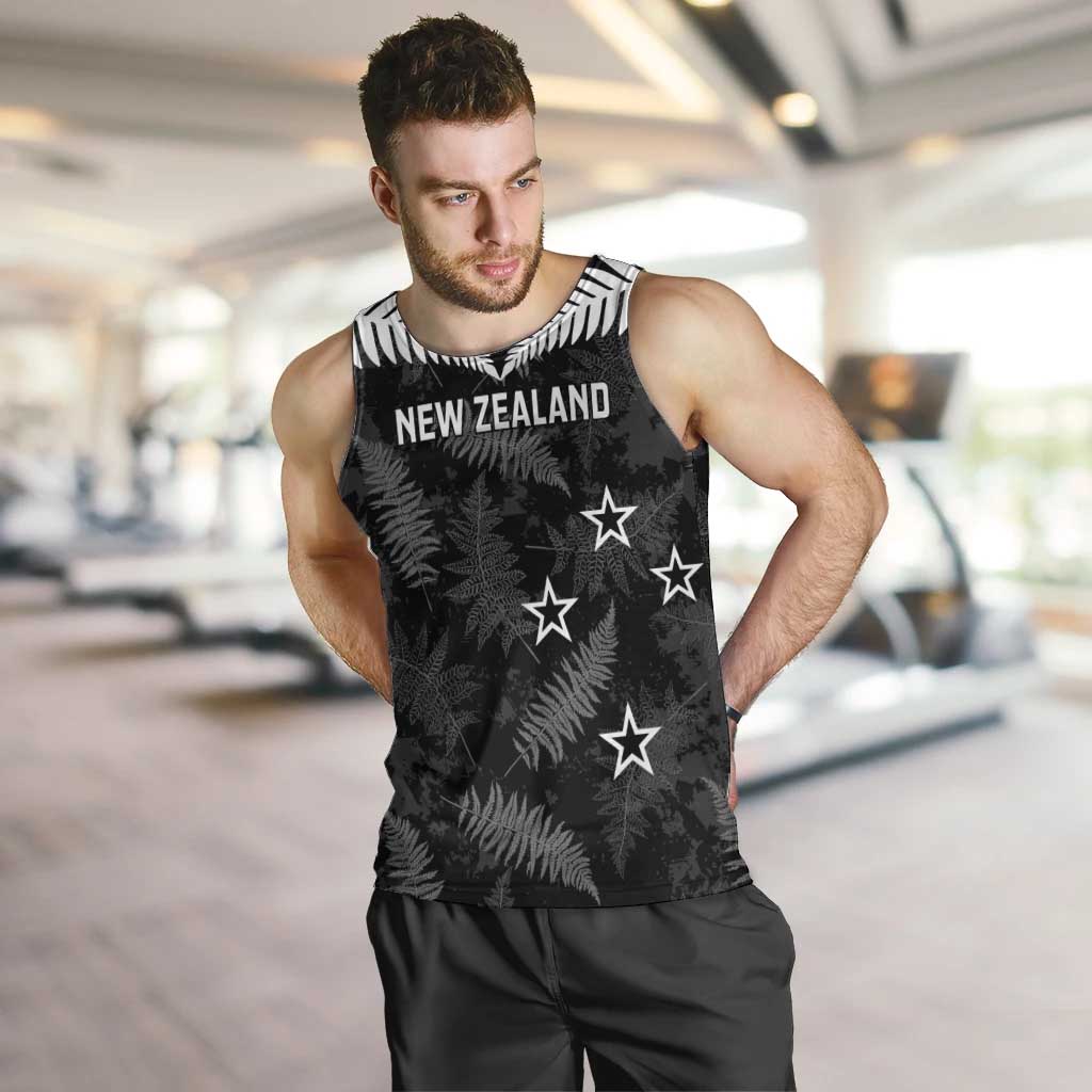 Custom New Zealand Silver Fern Football Men Tank Top Go Aotearoa Grunge Black LT14 Black - Polynesian Pride