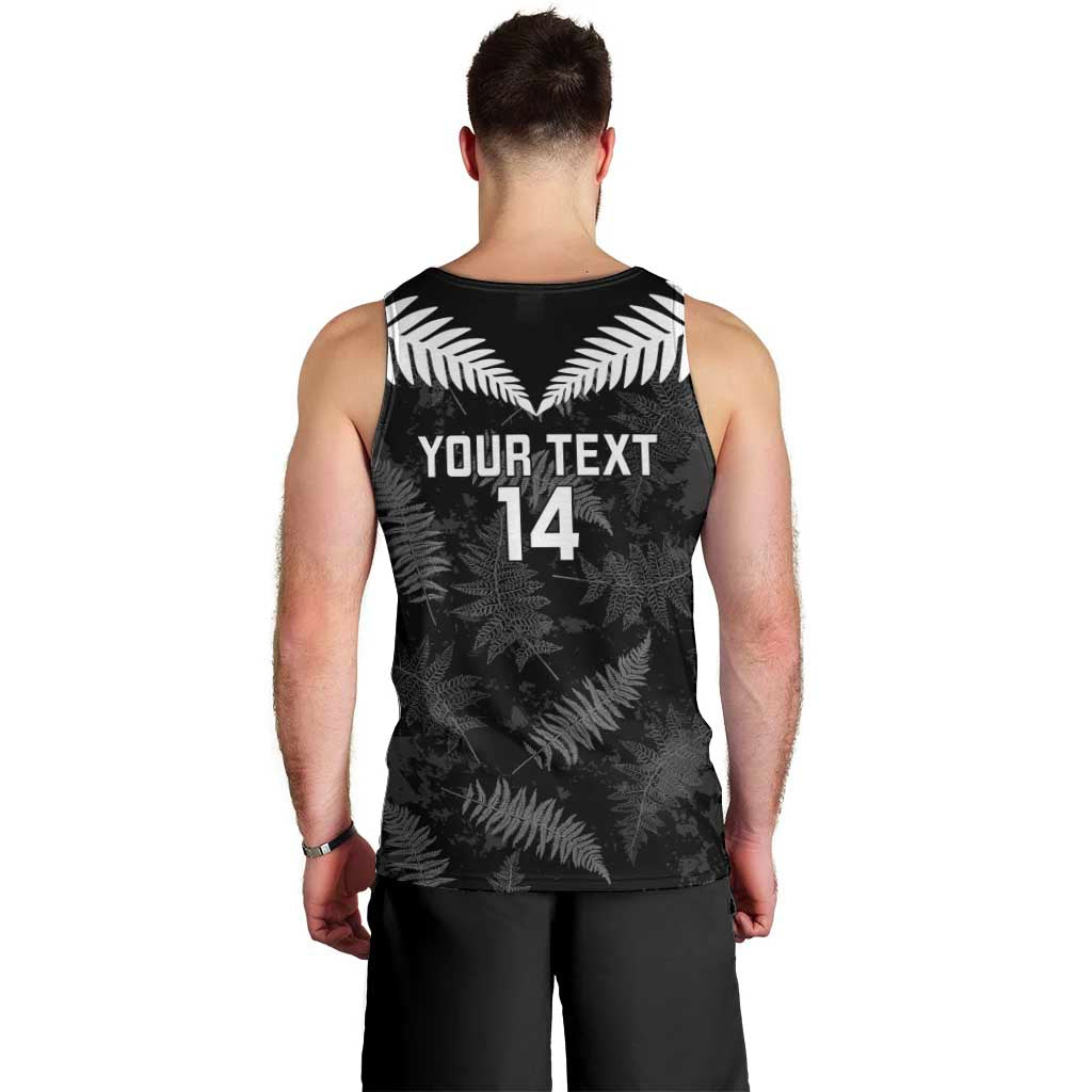 Custom New Zealand Silver Fern Football Men Tank Top Go Aotearoa Grunge Black LT14 - Polynesian Pride