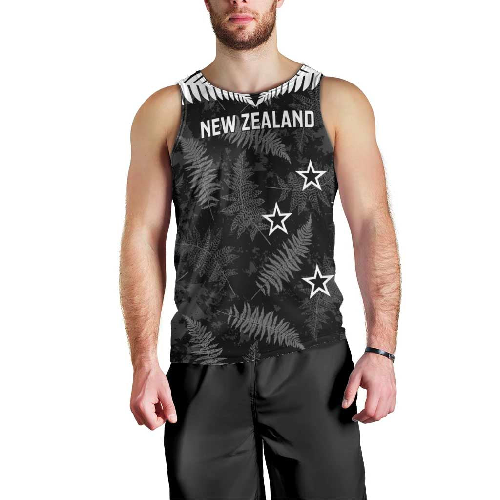 Custom New Zealand Silver Fern Football Men Tank Top Go Aotearoa Grunge Black LT14 - Polynesian Pride