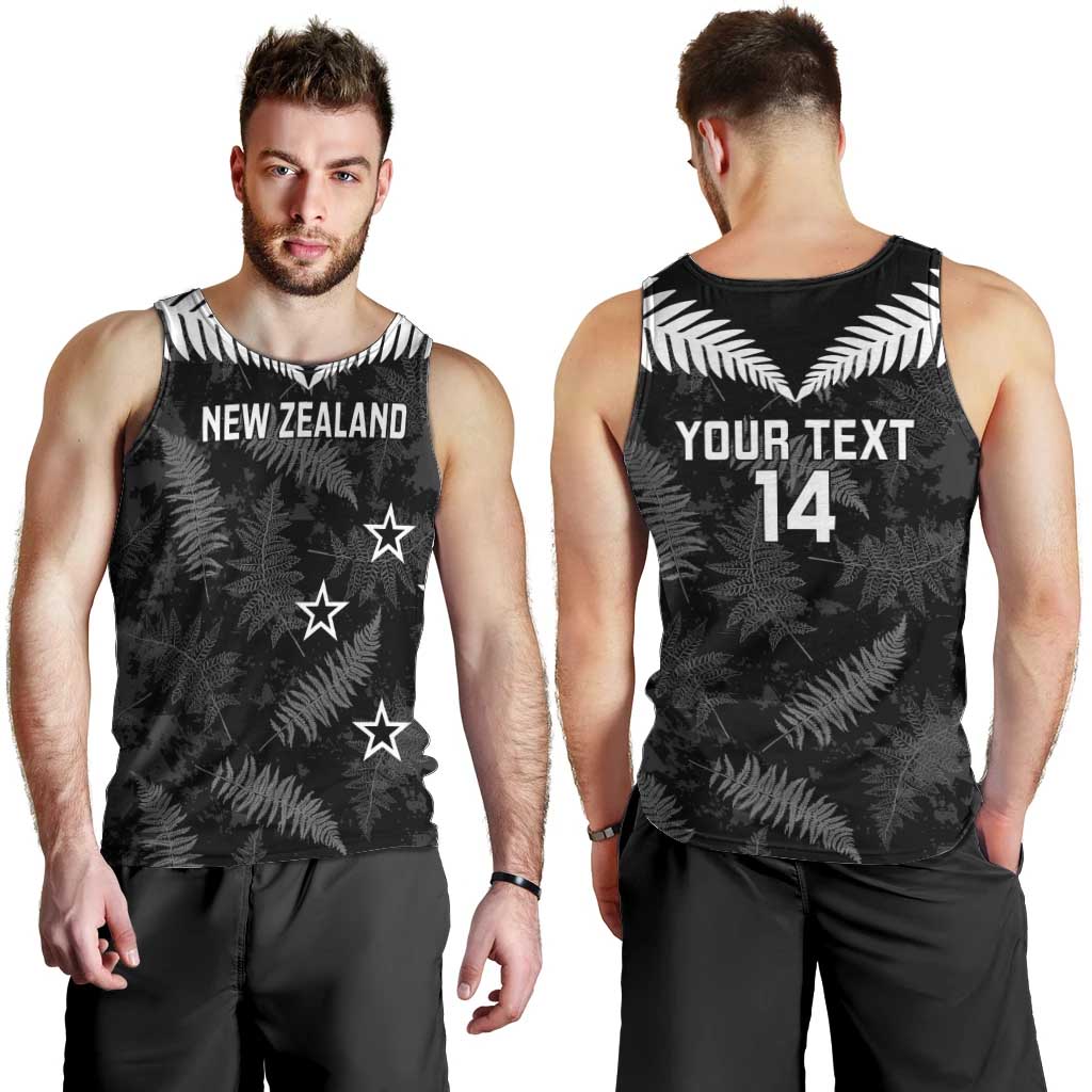 Custom New Zealand Silver Fern Football Men Tank Top Go Aotearoa Grunge Black LT14 - Polynesian Pride