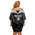 Custom New Zealand Silver Fern Football Off Shoulder Short Dress Go Aotearoa Grunge Black - Polynesian Pride