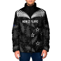 Custom New Zealand Silver Fern Football Padded Jacket Go Aotearoa Grunge Black LT14 Men Black - Polynesian Pride