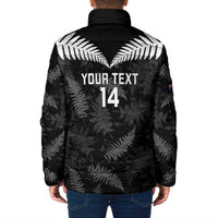 Custom New Zealand Silver Fern Football Padded Jacket Go Aotearoa Grunge Black LT14 - Polynesian Pride