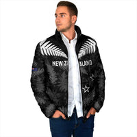 Custom New Zealand Silver Fern Football Padded Jacket Go Aotearoa Grunge Black LT14 - Polynesian Pride