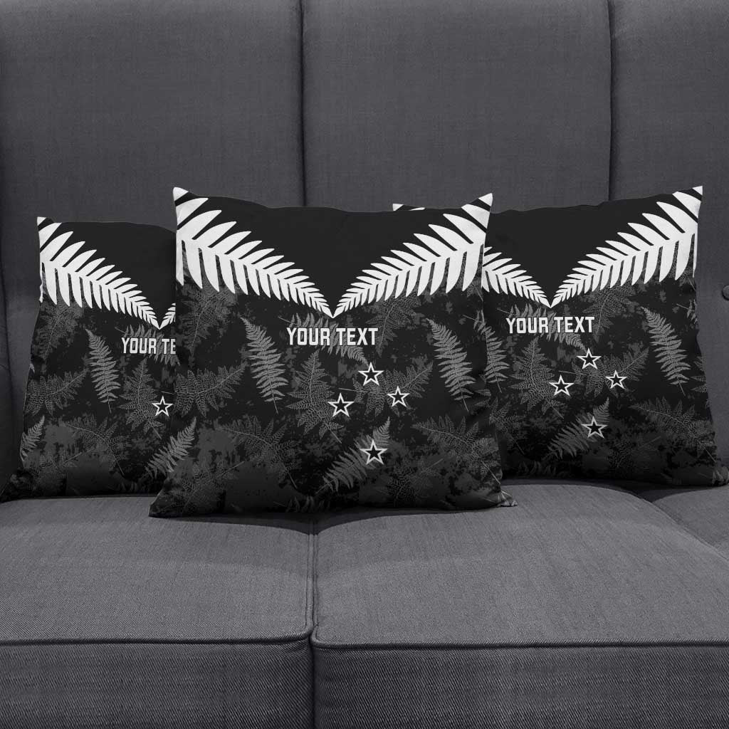 Custom New Zealand Silver Fern Football Pillow Cover Go Aotearoa Grunge Black LT14 - Polynesian Pride