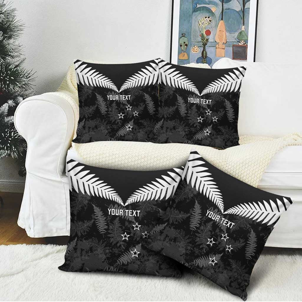 Custom New Zealand Silver Fern Football Pillow Cover Go Aotearoa Grunge Black LT14 - Polynesian Pride