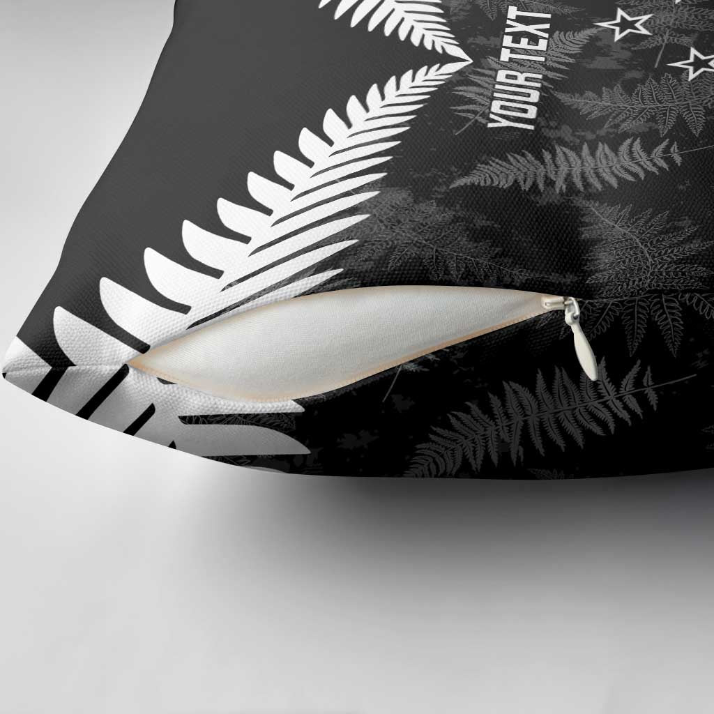 Custom New Zealand Silver Fern Football Pillow Cover Go Aotearoa Grunge Black LT14 - Polynesian Pride