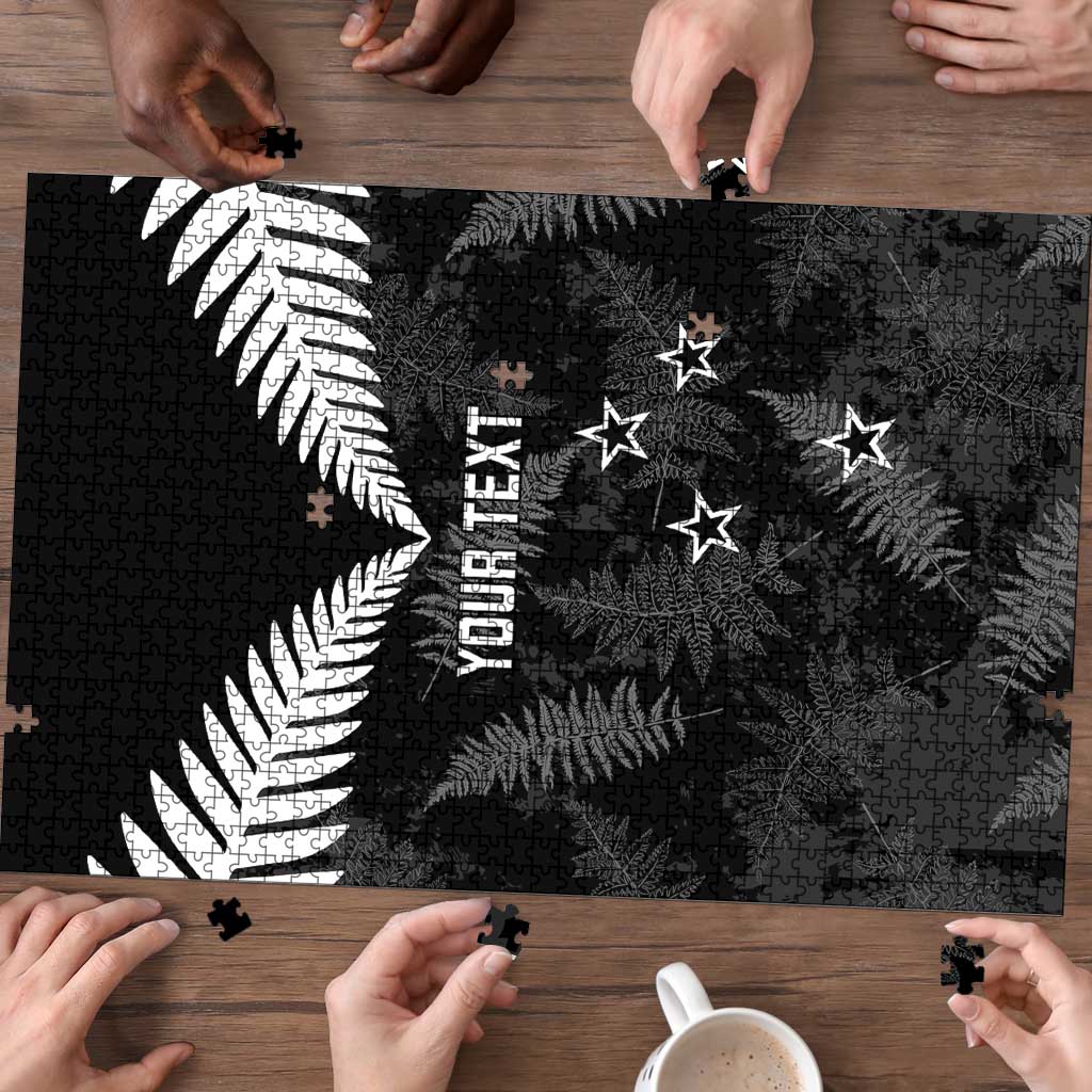 Custom New Zealand Silver Fern Football Puzzle Go Aotearoa Grunge Black LT14 - Polynesian Pride