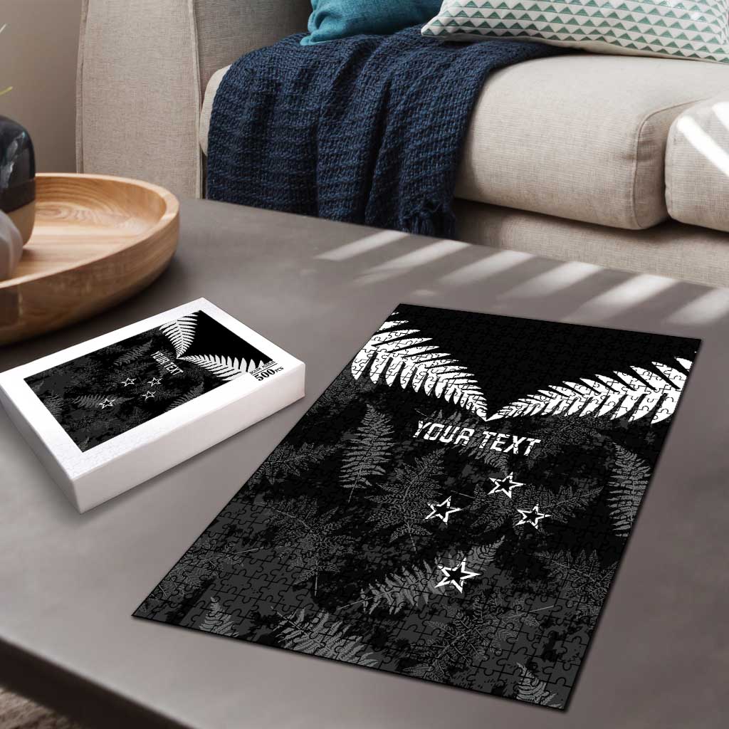 Custom New Zealand Silver Fern Football Puzzle Go Aotearoa Grunge Black LT14 - Polynesian Pride