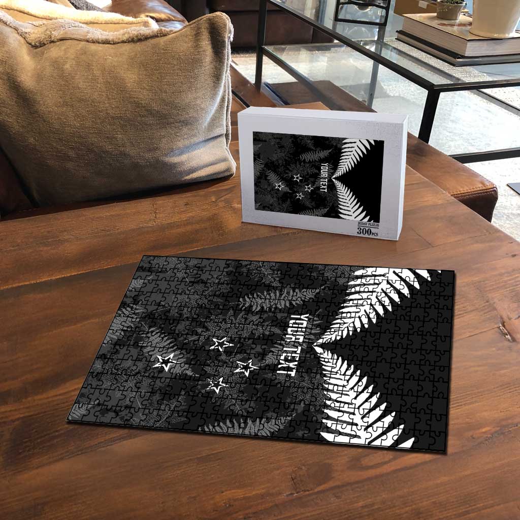 Custom New Zealand Silver Fern Football Puzzle Go Aotearoa Grunge Black LT14 - Polynesian Pride