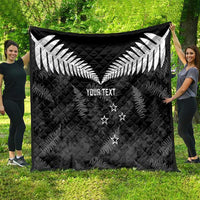Custom New Zealand Silver Fern Football Quilt Go Aotearoa Grunge Black LT14 - Polynesian Pride
