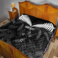 Custom New Zealand Silver Fern Football Quilt Go Aotearoa Grunge Black LT14 - Polynesian Pride