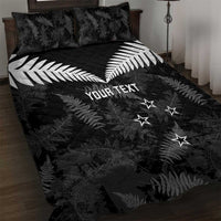 Custom New Zealand Silver Fern Football Quilt Bed Set Go Aotearoa Grunge Black LT14 Black - Polynesian Pride
