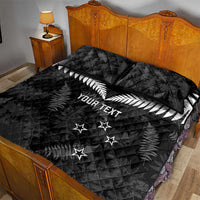 Custom New Zealand Silver Fern Football Quilt Bed Set Go Aotearoa Grunge Black LT14 - Polynesian Pride
