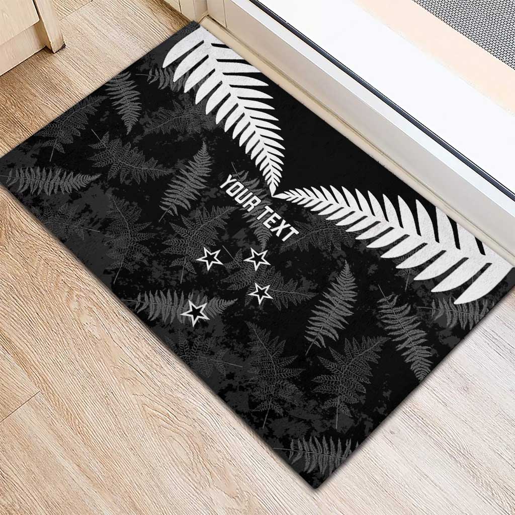 Custom New Zealand Silver Fern Football Rubber Doormat Go Aotearoa Grunge Black LT14 - Polynesian Pride