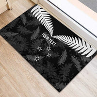 Custom New Zealand Silver Fern Football Rubber Doormat Go Aotearoa Grunge Black LT14 - Polynesian Pride