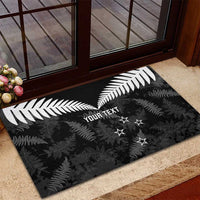 Custom New Zealand Silver Fern Football Rubber Doormat Go Aotearoa Grunge Black LT14 - Polynesian Pride