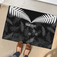 Custom New Zealand Silver Fern Football Rubber Doormat Go Aotearoa Grunge Black LT14 - Polynesian Pride