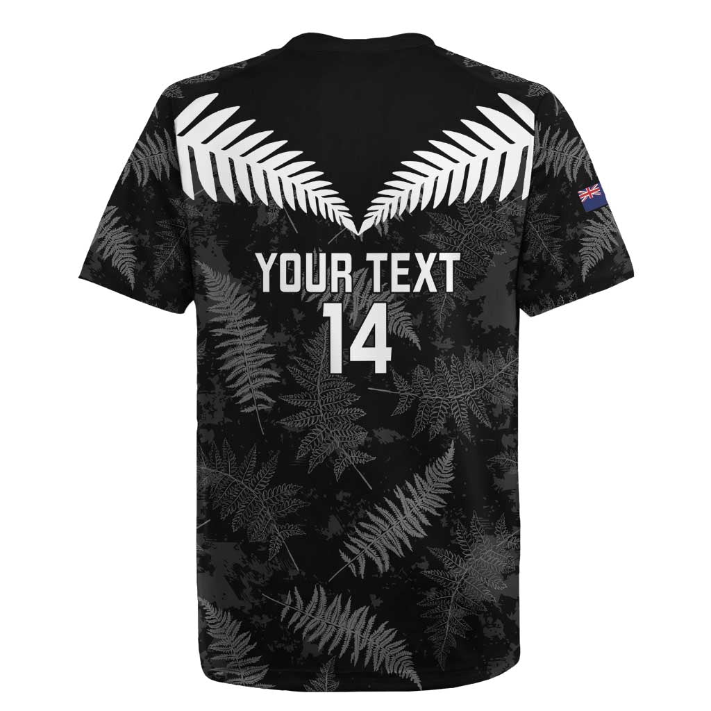Custom New Zealand Silver Fern Football Rugby Jersey Go Aotearoa Grunge Black LT14 - Polynesian Pride