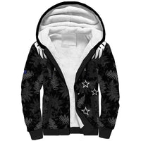 Custom New Zealand Silver Fern Football Sherpa Hoodie Go Aotearoa Grunge Black LT14 Unisex Black - Polynesian Pride