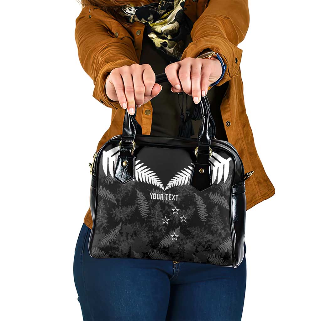 Custom New Zealand Silver Fern Football Shoulder Handbag Go Aotearoa Grunge Black LT14 One Size Black - Polynesian Pride
