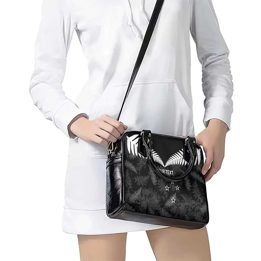 Custom New Zealand Silver Fern Football Shoulder Handbag Go Aotearoa Grunge Black LT14 - Polynesian Pride