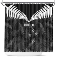 Custom New Zealand Silver Fern Football Shower Curtain Go Aotearoa Grunge Black LT14 Black - Polynesian Pride