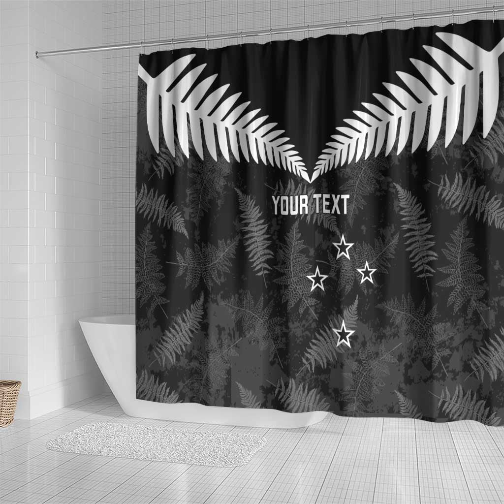 Custom New Zealand Silver Fern Football Shower Curtain Go Aotearoa Grunge Black LT14 - Polynesian Pride