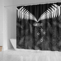 Custom New Zealand Silver Fern Football Shower Curtain Go Aotearoa Grunge Black LT14 - Polynesian Pride