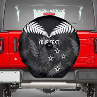 Custom New Zealand Silver Fern Football Spare Tire Cover Go Aotearoa Grunge Black LT14 - Polynesian Pride
