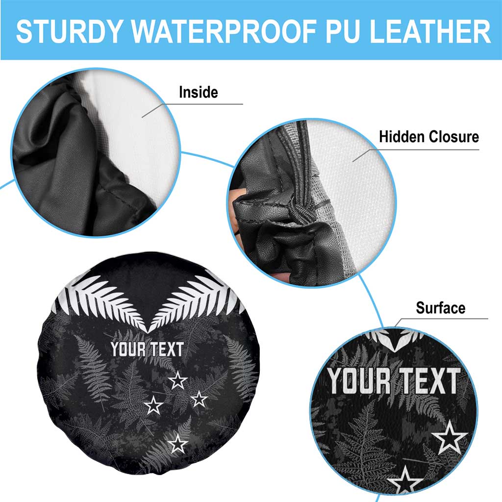 Custom New Zealand Silver Fern Football Spare Tire Cover Go Aotearoa Grunge Black LT14 - Polynesian Pride