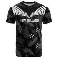 Custom New Zealand Silver Fern Football T Shirt Go Aotearoa Grunge Black LT14 Black - Polynesian Pride