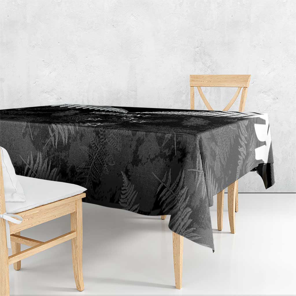 Custom New Zealand Silver Fern Football Tablecloth Go Aotearoa Grunge Black LT14 - Polynesian Pride
