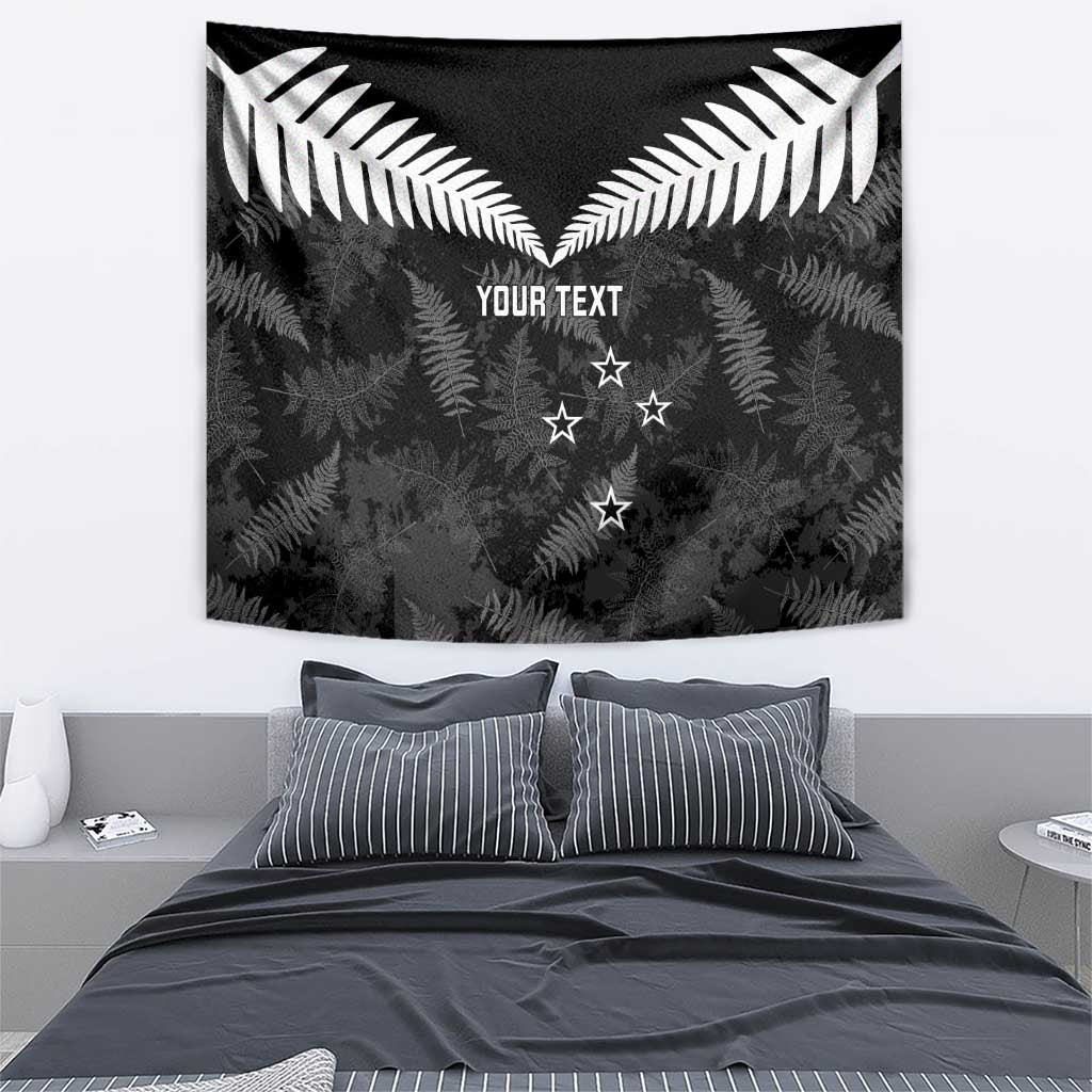 Custom New Zealand Silver Fern Football Tapestry Go Aotearoa Grunge Black LT14 - Polynesian Pride