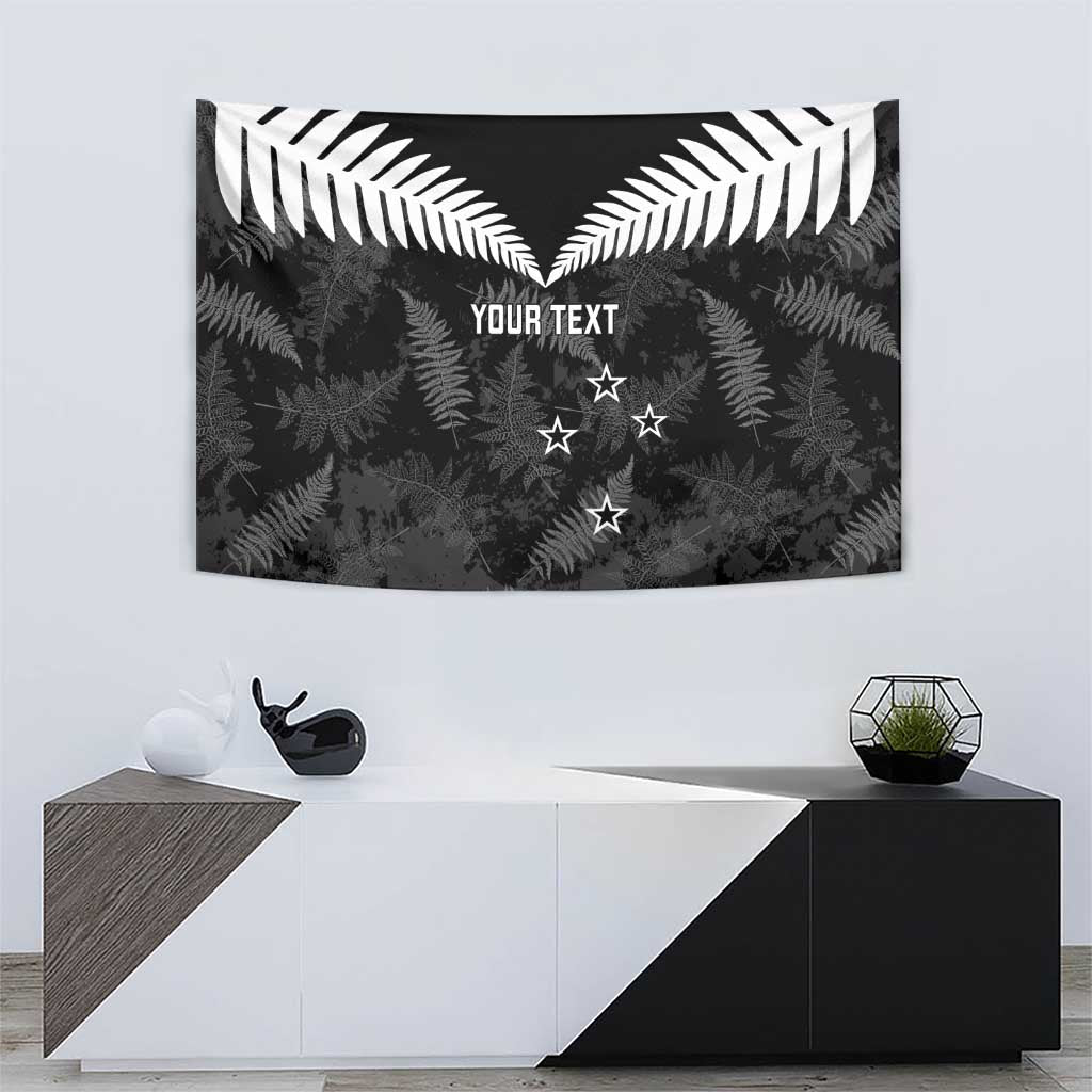 Custom New Zealand Silver Fern Football Tapestry Go Aotearoa Grunge Black LT14 - Polynesian Pride