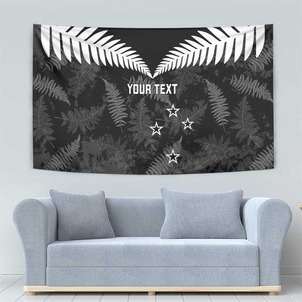 Custom New Zealand Silver Fern Football Tapestry Go Aotearoa Grunge Black LT14 - Polynesian Pride