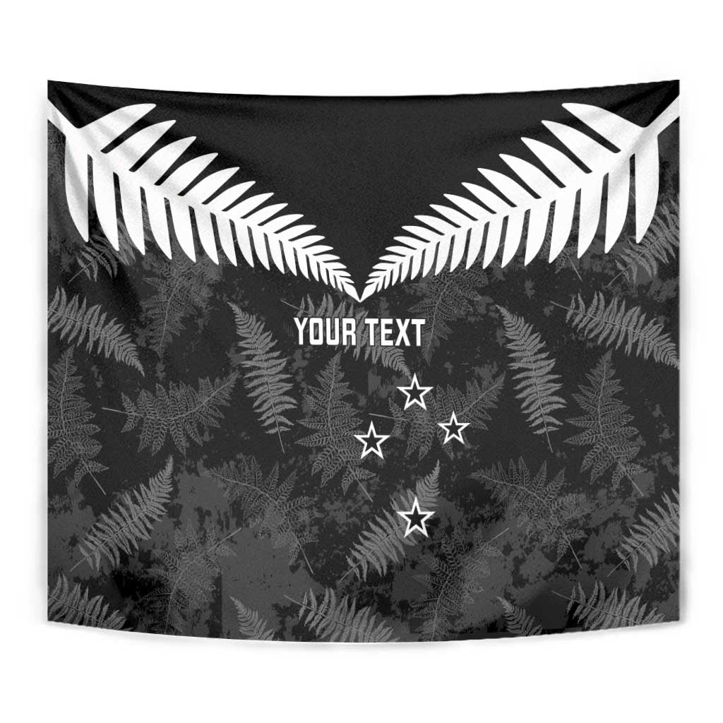 Custom New Zealand Silver Fern Football Tapestry Go Aotearoa Grunge Black LT14 - Polynesian Pride