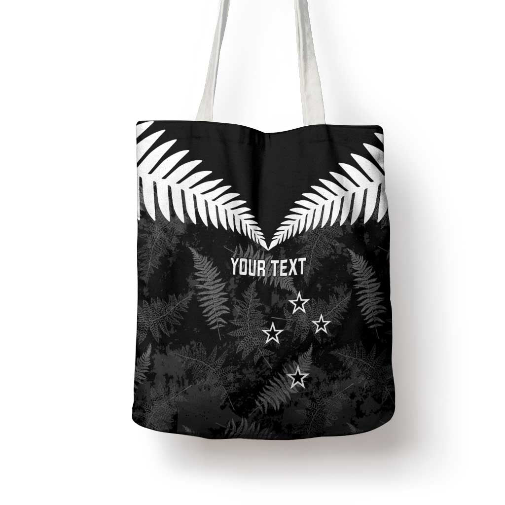 Custom New Zealand Silver Fern Football Tote Bag Go Aotearoa Grunge Black LT14 - Polynesian Pride